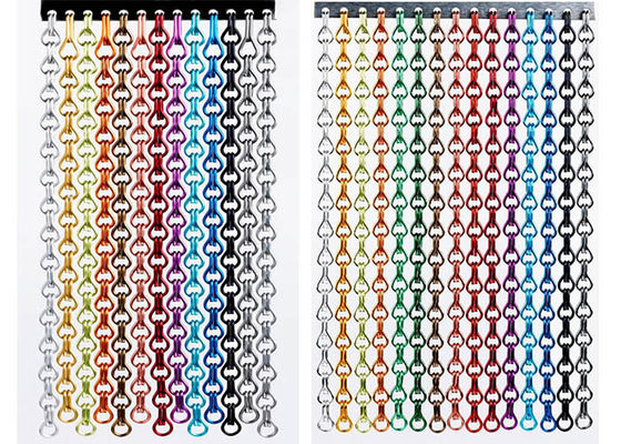 Rideau en maillon de chaîne, également appelé en tant que rideau à chaînes en chaîne d'écran ou de crochet de mouche, matériel en aluminium anodisé
