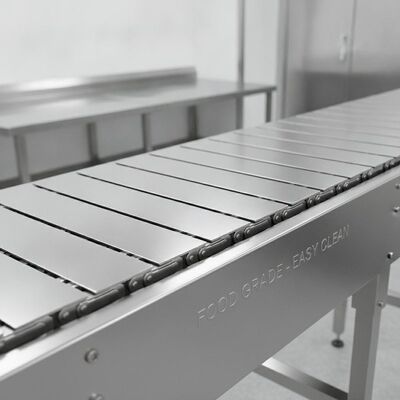 Stainless Steel 304 Plate Chain Conveyor Belt Food Grade Easy Clean Custom Width
